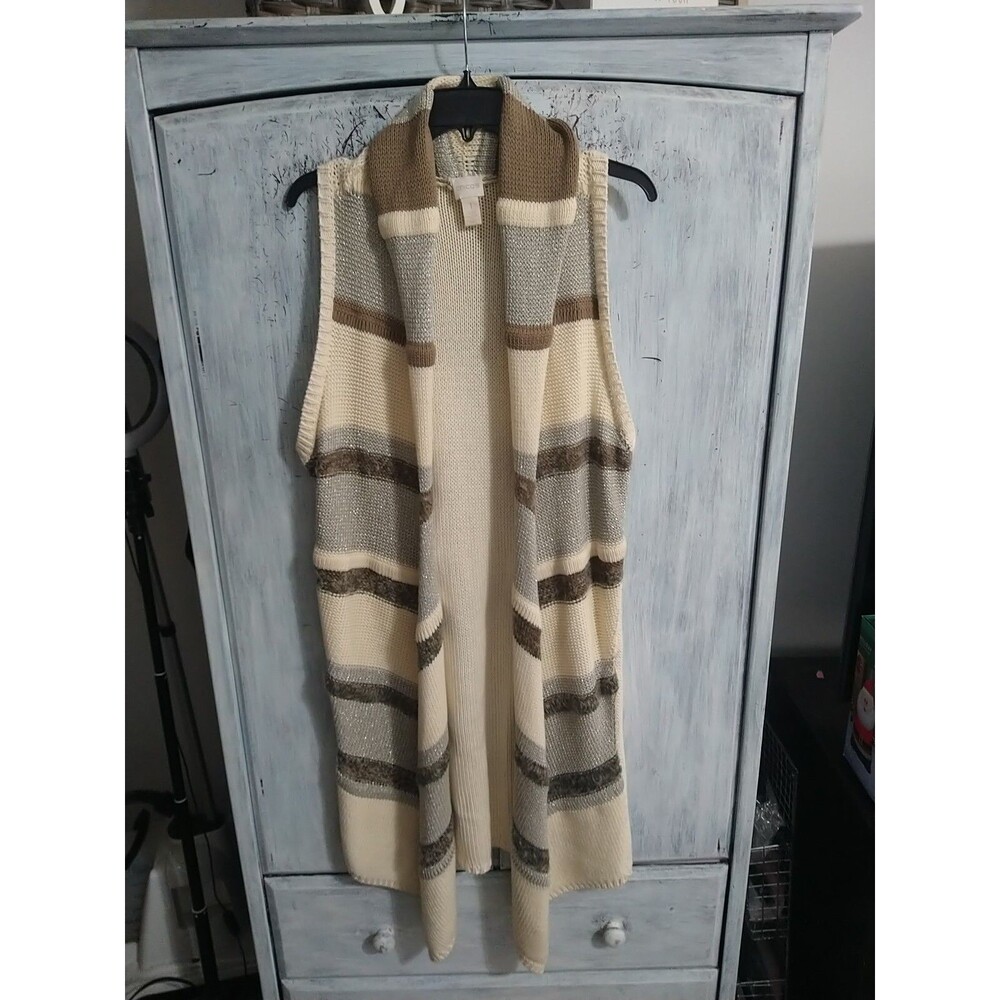 Chico's Maxi Cardigan Sleeveless Sweater Size One